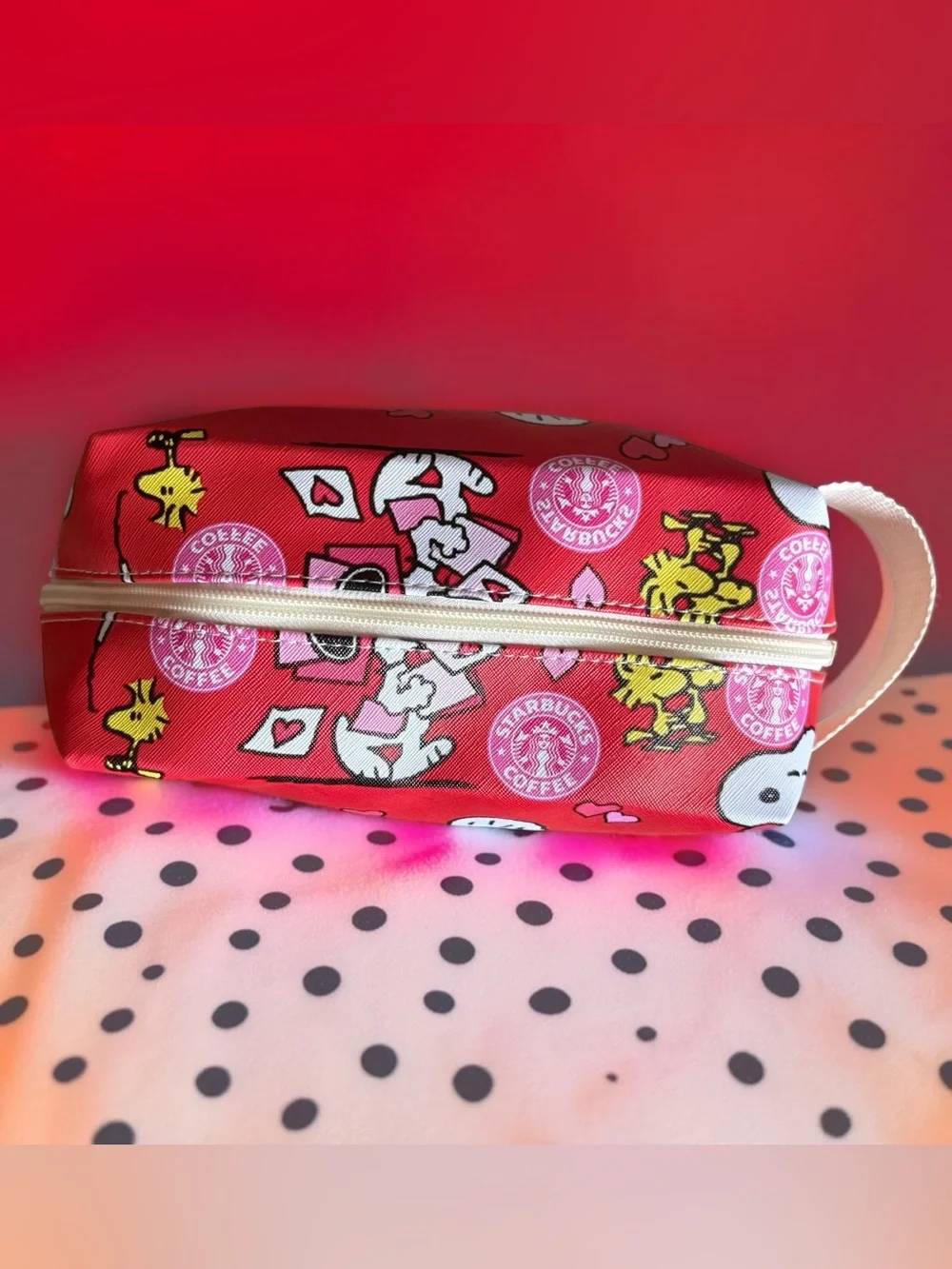 Snoopy Starbucks Red Cosmetic Pouch